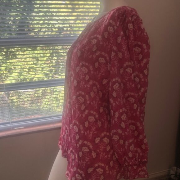 LC Lauren Conrad Floral peep hole tie neck blouse, size XXL - Picture 2 of 5